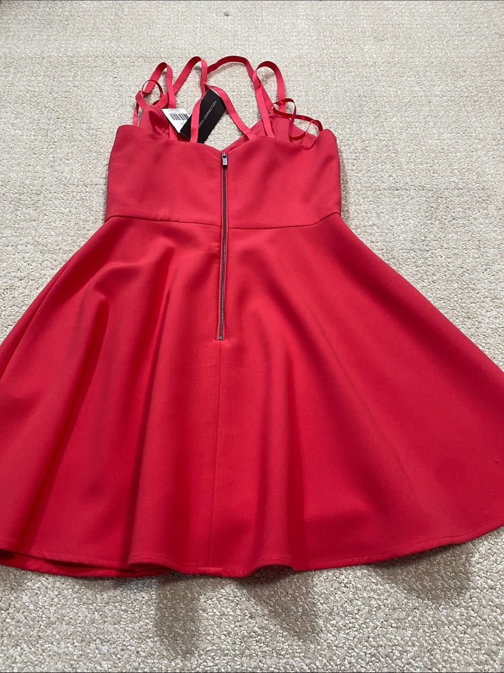 French Connection Hot Pink Double-Strap Fit-and-Flare Mini Dress Size 6 - Picture 14 of 15